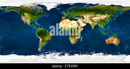 Extra groß physischen Welt Karte Abbildung.  Bild wurde aus 90 kleinere Stücke im verschmolzen zu einem riesigen Bild erzeugt. Stockfoto