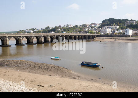 River Torridge alte Brücke Bideford Nord-Devon Stockfoto