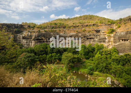 Ajanta Höhlen, UNESCO-Weltkulturerbe, Aurangabad Bezirk, Maharashtra, Indien Stockfoto