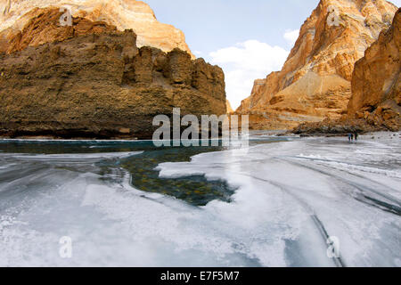 Chadar Trek auf Ladakh Zanskar-Fluss Stockfoto