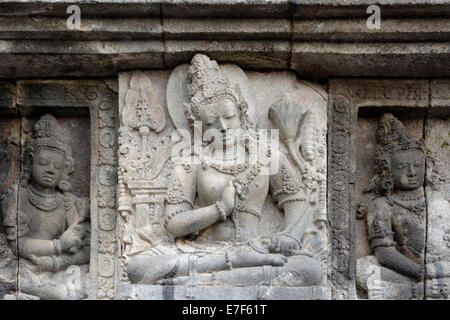 Relief, Prambanan Tempel Komplex, Yogyakarta, Java, Indonesien Stockfoto