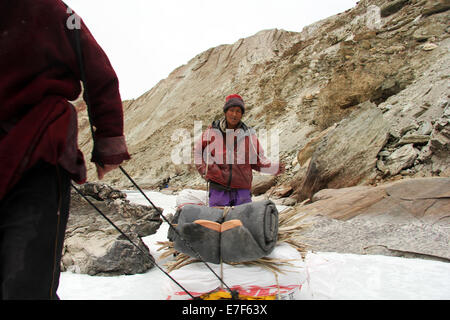 Chadar Trek auf Ladakh Zanskar-Fluss Stockfoto