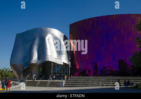 Das Museum of Pop Culture, ehemals EMP Museum, Seattle Center Stockfoto