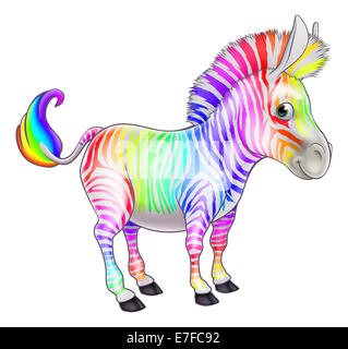 Eine niedliche bunte Regenbogen Zebra Tier Comicfigur Stockfoto