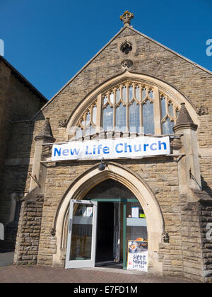 Der Eingang des New Life Church in Llandrindod Wells, Powys, Wales UK. Stockfoto