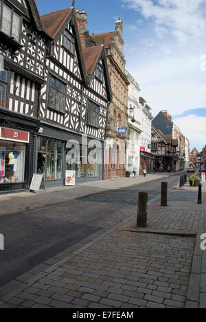 Alte Fassaden in Shrewsbury Town Center Platz auf der Strecke von der A5191 Stockfoto