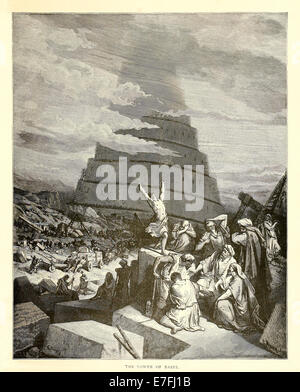 Der Turmbau zu Babel - Illustration von Paul Gustave Doré (1832-1883) von 1880 Ausgabe der Bibel. Siehe Beschreibung für mehr Informationen. Stockfoto