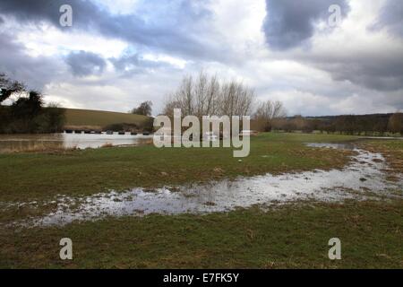 Glebe Land in Flut am Ufer des Flusses Avon bei Welford on Avon, Warwickshire Stockfoto