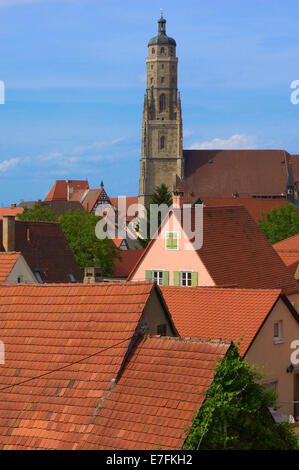 Nordlingen, S.T-Georgs-Kirche, romantische Straße, Romantische Strasse, Nördlingen, Schwaben, Bayern, Deutschland, Stockfoto