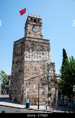 Osmanische Ära Uhrturm in Antalya. Stockfoto