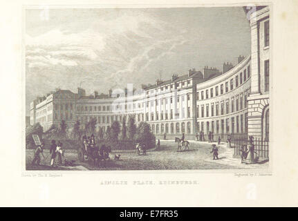 Illustration aus „MA“ (1829) mit Ainslie Place, einer bemerkenswerten Straße in Edinburgh mit ihrer georgianischen Architektur. Stockfoto