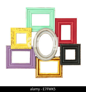 Vintage-Stil mehrfarbigen Rahmen für Ihr Foto und Bild. Shabby chic Objekt isoliert auf weißem Hintergrund. Stockfoto