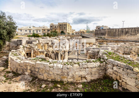 Hagar Qim, alten megalithischen Tempel von Malta, ist ein UNESCO-Weltkulturerbe auf dem Inselstaat Malta. Stockfoto