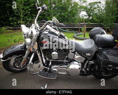 Harley Davidson Motorrad in schwarz und Chrom Stockfoto