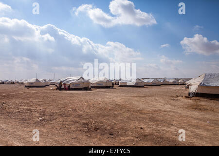 Zaatari (oder Za'atari) Flüchtlingslager für syrische Flüchtlinge in Nordjordanien, nahe der Grenze zu Syrien. Stockfoto