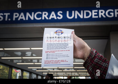 London, UK. 16. September 2014.  "Hands Off London Transport" Protest am Kings Cross station 2014 Credit: Guy Corbishley/Alamy Live News Stockfoto