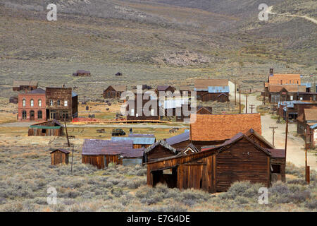 Green Street, Geisterstadt Bodie (Höhe 8379 ft/2554 m), Bodie Hills, Mono County, östliche Sierra, Kalifornien, USA Stockfoto