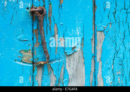 Lack abblättert alte Holztür Stockfoto