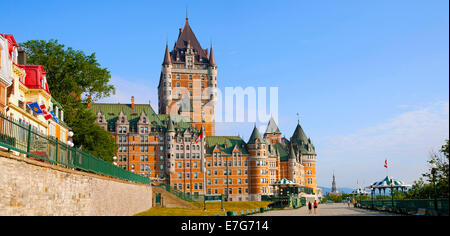 Chateau Frontenac und Dufferin Terrace, Quebec Stadt, Quebec, Kanada Stockfoto