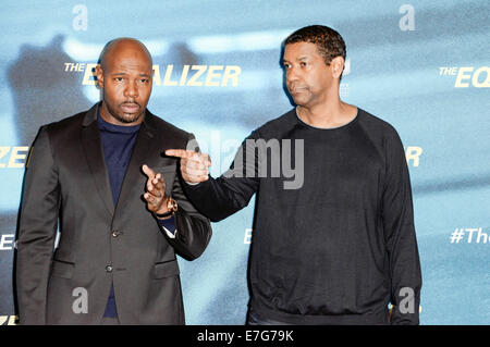Berlin, Deutschland. 16. Sep, 2014. Antoine Fuqua und Denzel Washington besuchen "The Equalizer" Photocall im Hotel Adlon am 16. September 2014 in Berlin, Deutschland. / Bild Allianz Credit: Dpa/Alamy Live-Nachrichten Stockfoto