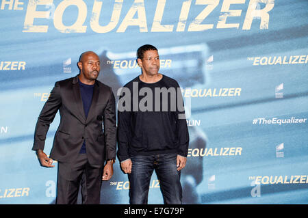 Berlin, Deutschland. 16. Sep, 2014. Antoine Fuqua und Denzel Washington besuchen "The Equalizer" Photocall im Hotel Adlon am 16. September 2014 in Berlin, Deutschland. / Bild Allianz Credit: Dpa/Alamy Live-Nachrichten Stockfoto
