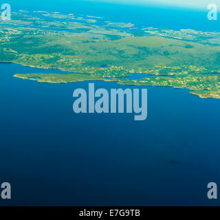 Vogelperspektive. Blick aus dem Fenster des Flugzeug Flugzeug fliegen über Norwegen Skandinavien. Stockfoto