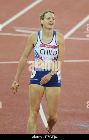 Eilidh Kind of Scotland 2. Platz in der Frauen 400m Hürden in der Leichtathletik im Hampden Park, die 2014 Spiele Commonwealth Glasgow Stockfoto