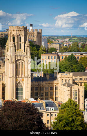 Blick über Bristol und der Bristol University Tower von Cabot Tower, Bristol, England Stockfoto
