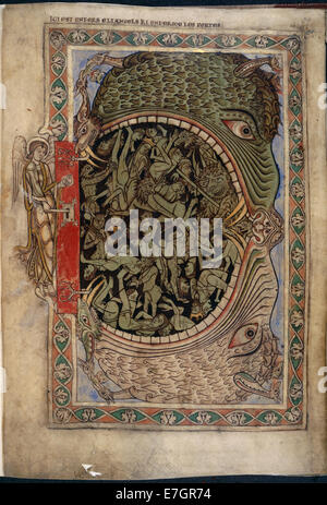 Harrowing der Hölle - Winchester-Psalter (12. C), f.39 - BL Baumwolle MS Nero C IV Stockfoto