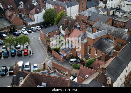 Blick vom Turm der St. Marien-Kirche, Warwick, Warwickshire, England, UK Stockfoto