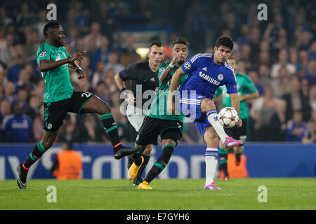 London, UK. 17. Sep, 2014. Champions League Gruppenphase. Chelsea vs. FC Schalke 04. Chelseas Diego Costa in Aktion Credit: Action Plus Sport/Alamy Live News Stockfoto