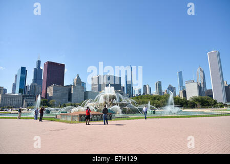 Buckingham Brunnen. Bild von Buckingham Fountain im Grant Park, Chicago, Illinois, USA. Stockfoto