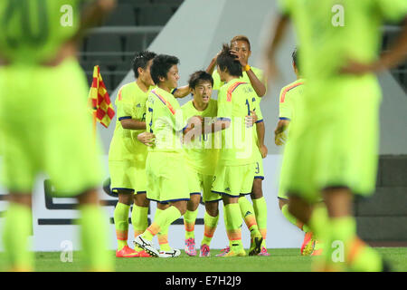 Incheon, Südkorea. 17. Sep, 2014. U-21U-21 Japan-Team Gruppe (JPN) Fußball: Männer Gruppenphase zwischen Japan - Irak Goyang Stadium während der 2014 Incheon Asian Games in Incheon, Südkorea. Bildnachweis: YUTAKA/AFLO SPORT/Alamy Live-Nachrichten Stockfoto