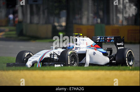 Die neue Generation Turbo aufgeladenen Hybrid-Rennwagen der Formel 1-Rennen zum ersten Mal mit Australien: Atmosphäre wo: Melbourne, Australien als: 16. März 2014 Stockfoto