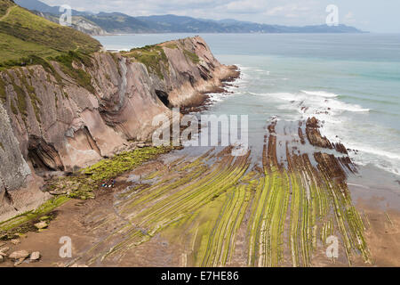 Flysch Zumaia auf der Küste von Gipuzkoa, Baskenland. Stockfoto