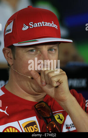 Marina Bay, Singapur. 18. September 2014.  Formel 1 Grand Prix Singapur. Anreisetag und Pressekonferenz. Kimi Räikkönen von Team Scuderia Ferrari während donnerstags FIA Fahrer Pressekonferenz Credit: Action Plus Sport/Alamy Live News Stockfoto