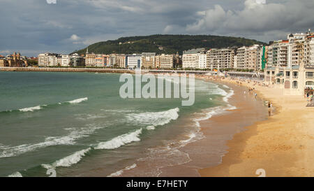 Strand von La Concha in San Sebastian, Baskenland. Stockfoto