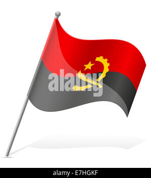 Flagge Angolas Illustration isoliert auf weißem Hintergrund Stockfoto