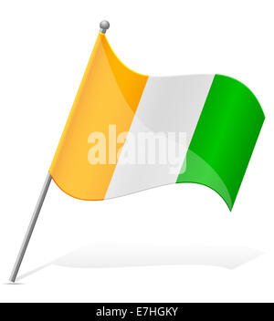 Flagge der Cote d ' Ivoire Illustration isoliert auf weißem Hintergrund Stockfoto