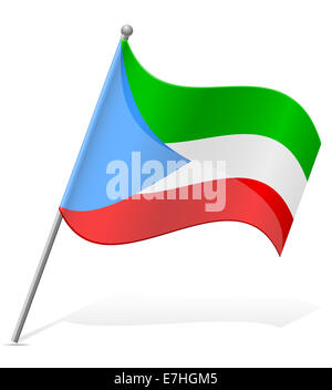 Flagge von Äquatorial-Guinea Abbildung isoliert auf weißem Hintergrund Stockfoto