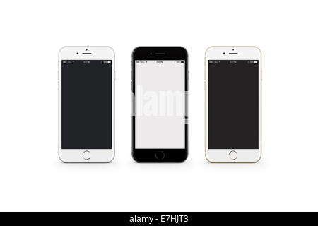 iPhone 6, Gold, Silber, grau. Stockfoto