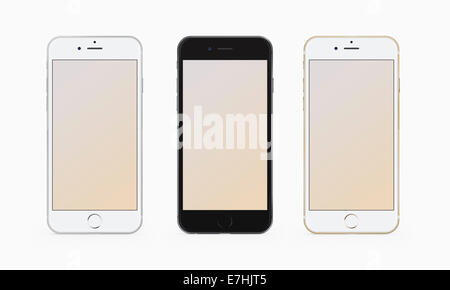 iPhone 6 Gold, Silber, schwarz. Stockfoto