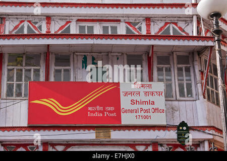 Die Hauptpost in Shimla gebaut während der britischen Kolonialherrschaft. Das indische Postsystem hat 150.000 Postämter Stockfoto
