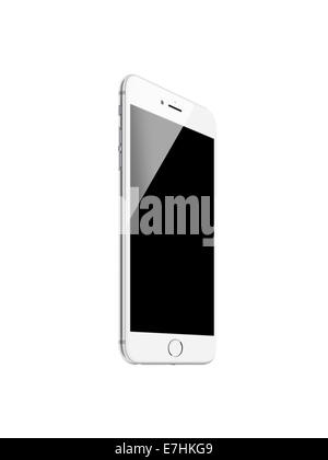 Smartphone Iphone 6 (Silber), Digital generiert Kunstwerk. Stockfoto