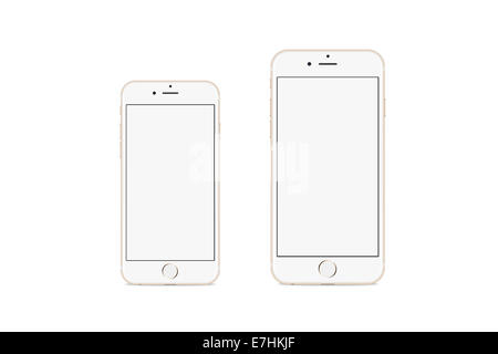 Digital erzeugte Bild von Handy, Iphone 6 und Iphone 6 plus, Silber. Stockfoto