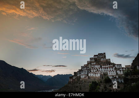 Schlüssel, Ki, Kee, Kye, Kloster, Indien, Spiti, Himachal Pradesh, Berge, Landschaft, Gompa Stockfoto