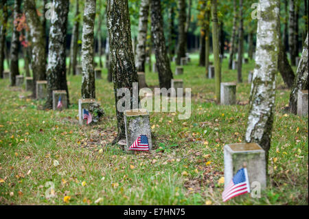 Bois De La Paix / Holz des Friedens gewidmet amerikanische Weltkriegs-Veteranen und belgische Opfer bei Bizory, Ardennen, Belgien Stockfoto