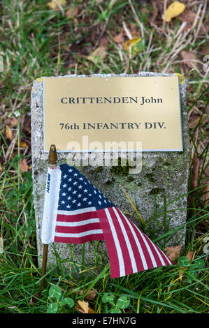 Bois De La Paix / Holz des Friedens gewidmet amerikanische Weltkriegs-Veteranen und belgische Opfer bei Bizory, Ardennen, Belgien Stockfoto