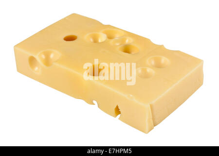 Schweizer Käse isoliert auf weiss mit Beschneidungspfad Stockfoto