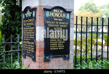 Crawley West Sussex UK - Memorial Gardens Stockfoto